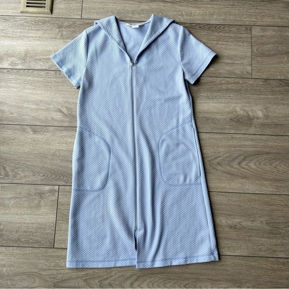 Vintage Diamond Tea Textured Zip  Up Uniform Style Mini Dress - Picture 4 of 13